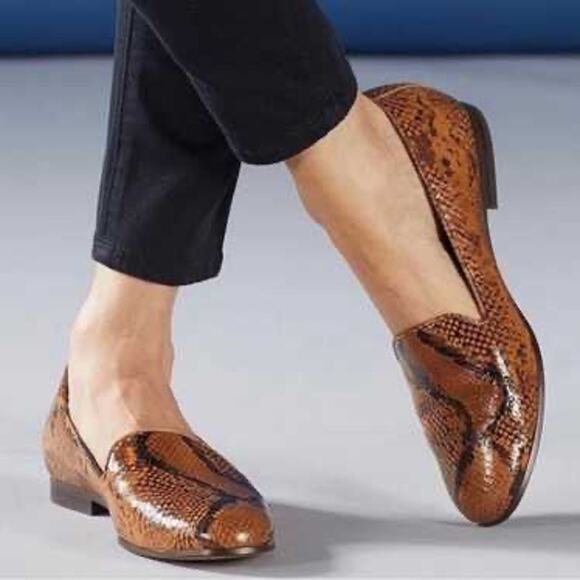 Naturalizer Shoes - Naturalizer Womens Emiline Loafer Brown Kingfisher Animal Snakeskin Print Sz 8